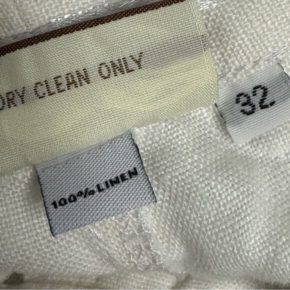 Linen Island Importer Pants White Unlined Tapped Leg Summer Minimalist - Picture 7 of 9